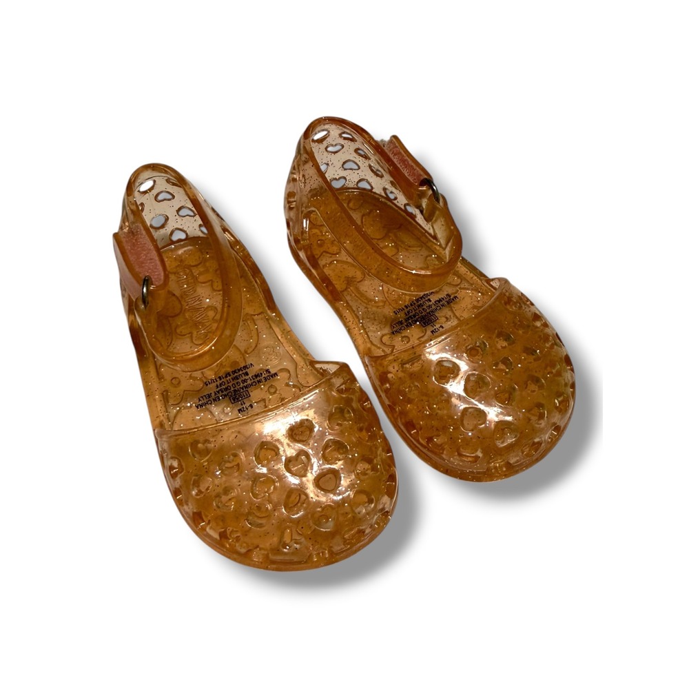 Old Navy Baby Girls Blush Peach Glitter Jelly d'Orsay Sandals Shoes Size 6-12M 3